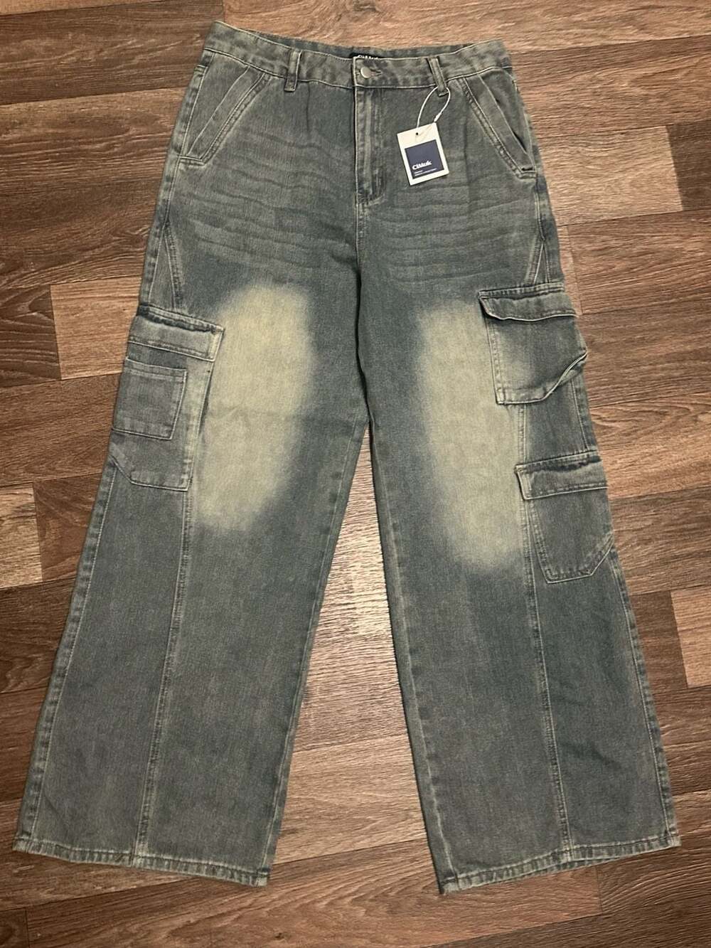 Size Medium Cimuk Wide Leg Cargo Denim 90s Jeans
